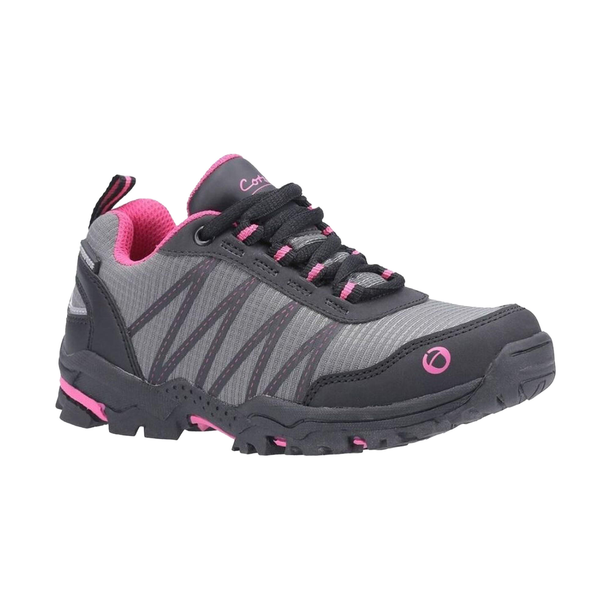 Childrens/Kids Little Dean Lace Up Hiking Waterproof Trainer (Pink/Grey) 4/5
