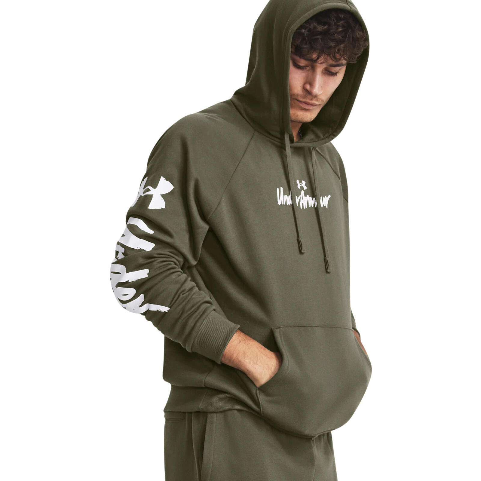Capot Under Armour Rival Fleece Graphic, Vert, Hommes 3/5
