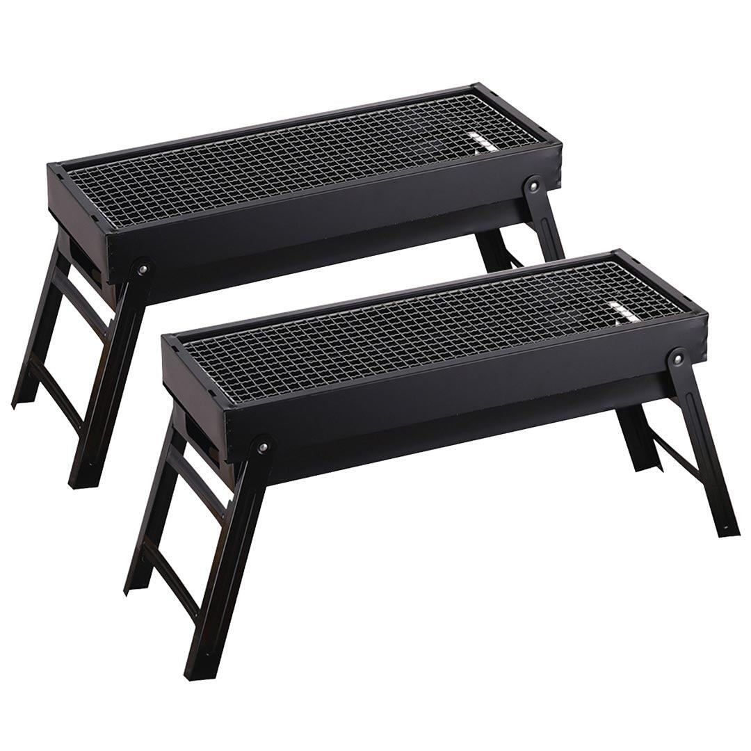2X Portable Folding Thick Box-Type Charcoal Grill for Outdoor BBQ Camping