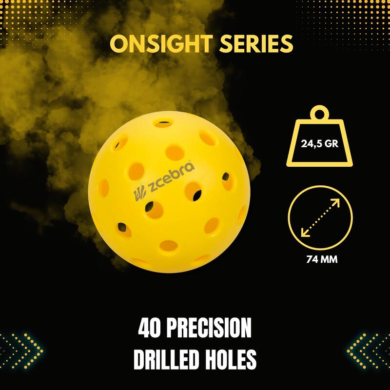 Pickleballs Zcebra Onsight Series 40 trous Lot de 6