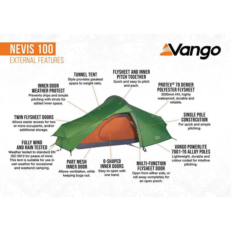 Namiot turystyczny 1 osobowy Nevis 100 Alu 1.7 kg