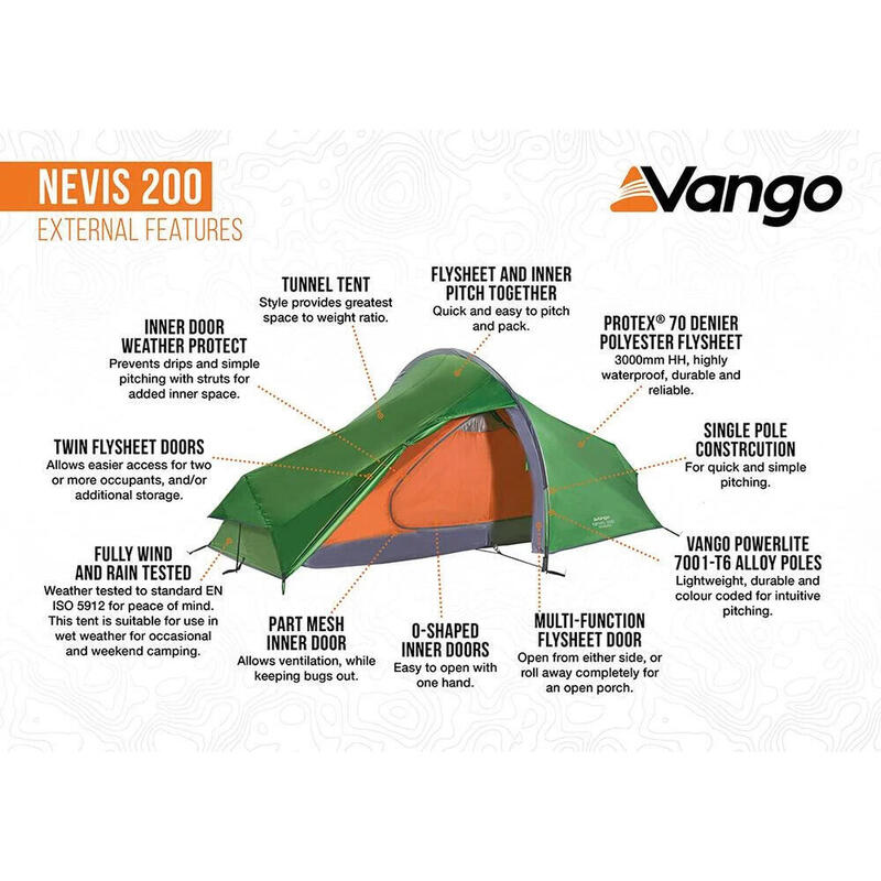 Namiot turystyczny 2 osobowy Nevis 200 Alu 2,02 kg