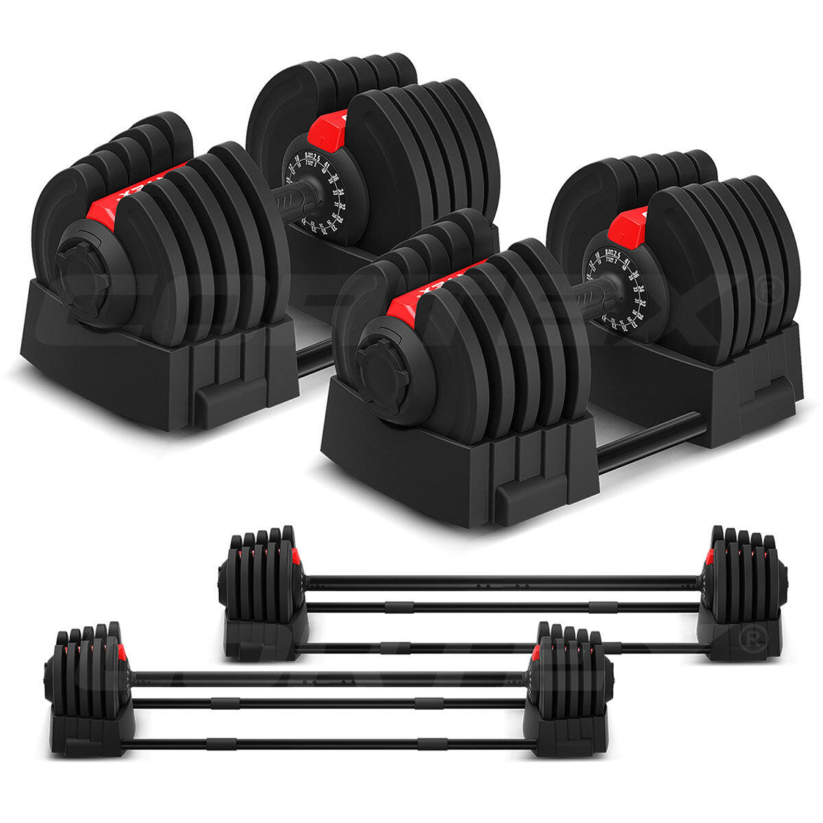 CORTEX Revolock V2 Set Adjustable Steel Dumbbell Barbell All-in-One