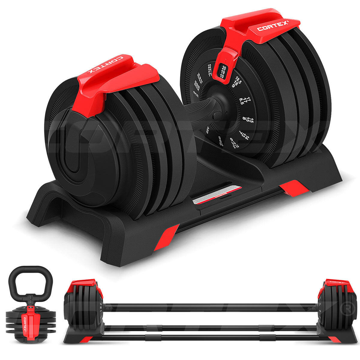 CORTEX Revolock V2 Adjustable Steel Dumbbell Barbell Kettlebell All-in-One
