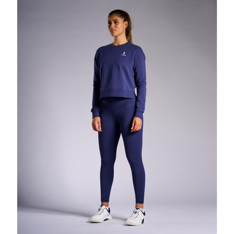 Sweat-Shirt de Tennis/Padel Organique Femme Marine Bleu