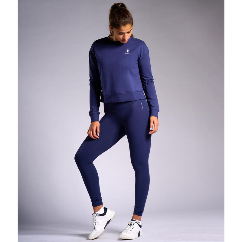 Sweat-Shirt de Tennis/Padel Organique Femme Marine Bleu