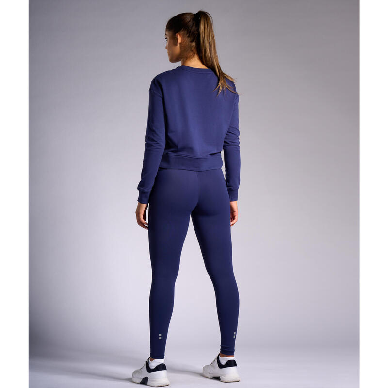 Sweat-Shirt de Tennis/Padel Organique Femme Marine Bleu