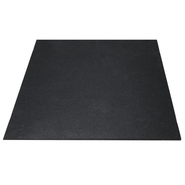 Black square rubber gym floor tile with bevelled edges