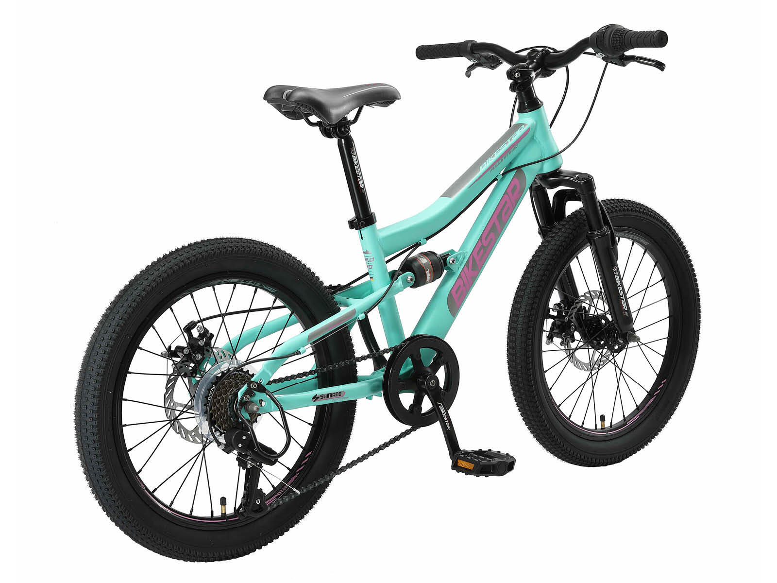 Bikestar MTB Fully staal 21speed 24inch mintgroen/roze 3/7