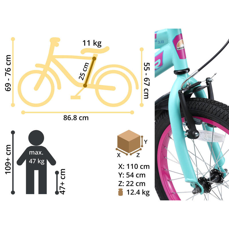 Vélo enfant 18 pouces à partir de 5 - 7 ans, VTC Urban Jungle