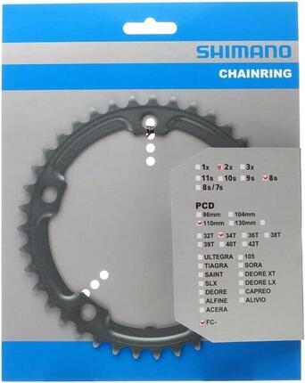 Plateau Shimano FC-2350 34T argent 2x8 VTT All Mountain