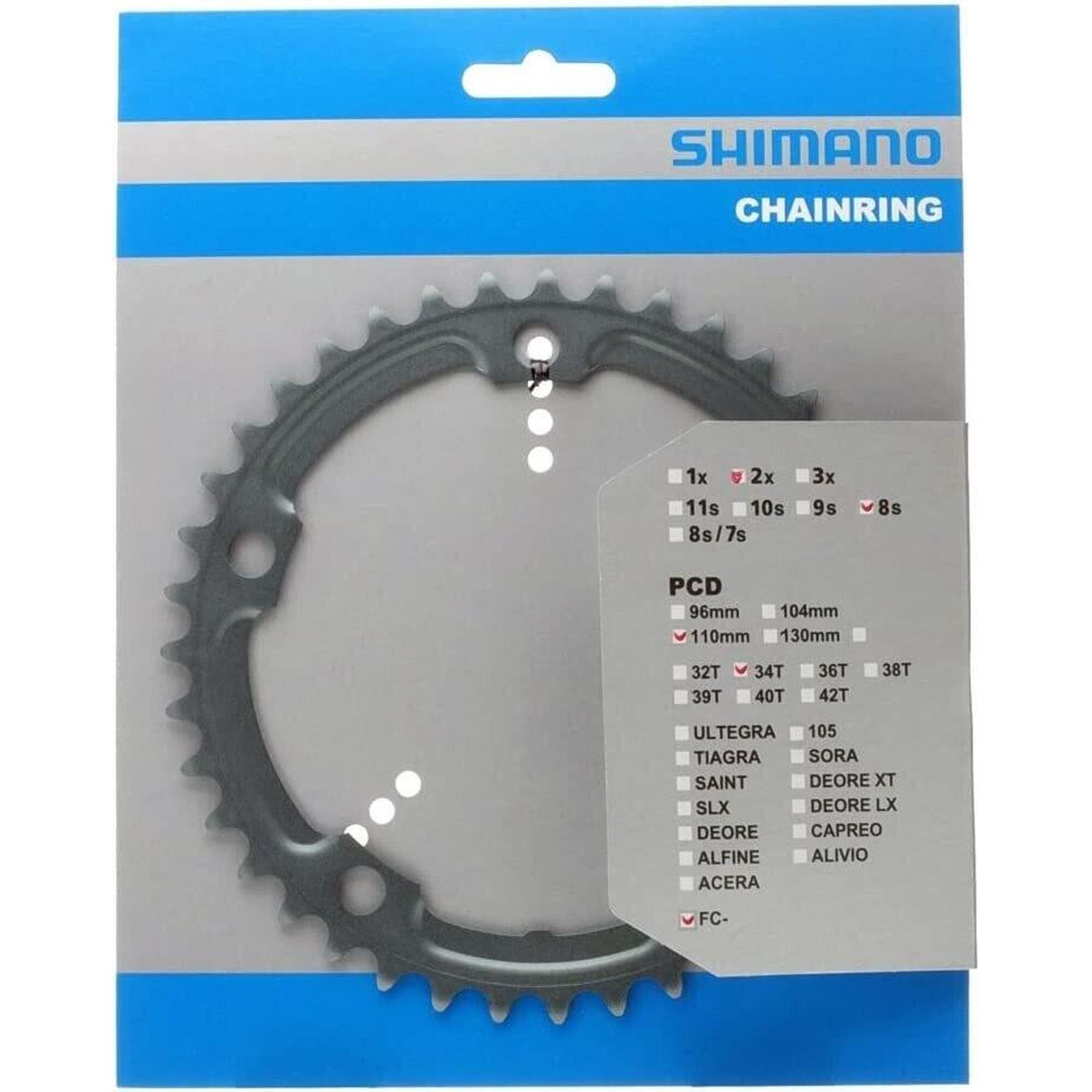 Shimano - Plateau Shimano Fc-2350 34t Argent 2x8 Vtt All Mountain - Plateau De Pédalier - Noir - 34 - Decathlon