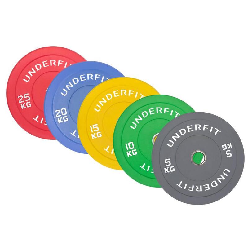 Zestaw obciążeń olimpijskich UNDERFIT BUMPER COLOR 150 kg