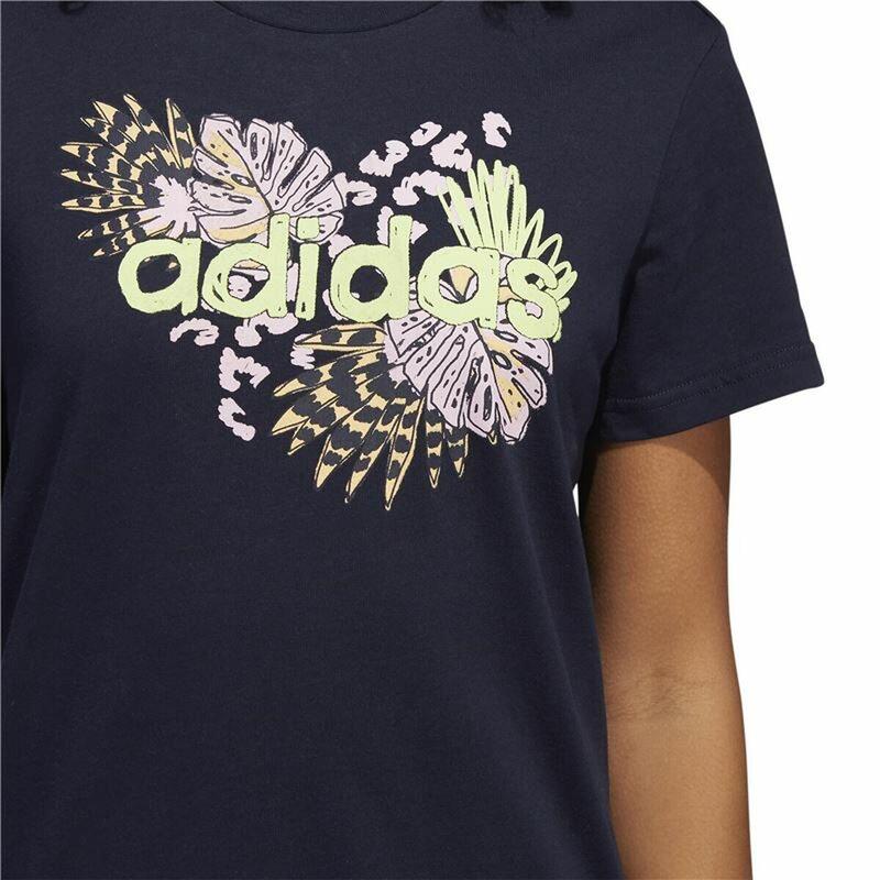 Dames-T-Shirt met Korte Mouwen Adidas Farm Print Graphic Donkerblauw