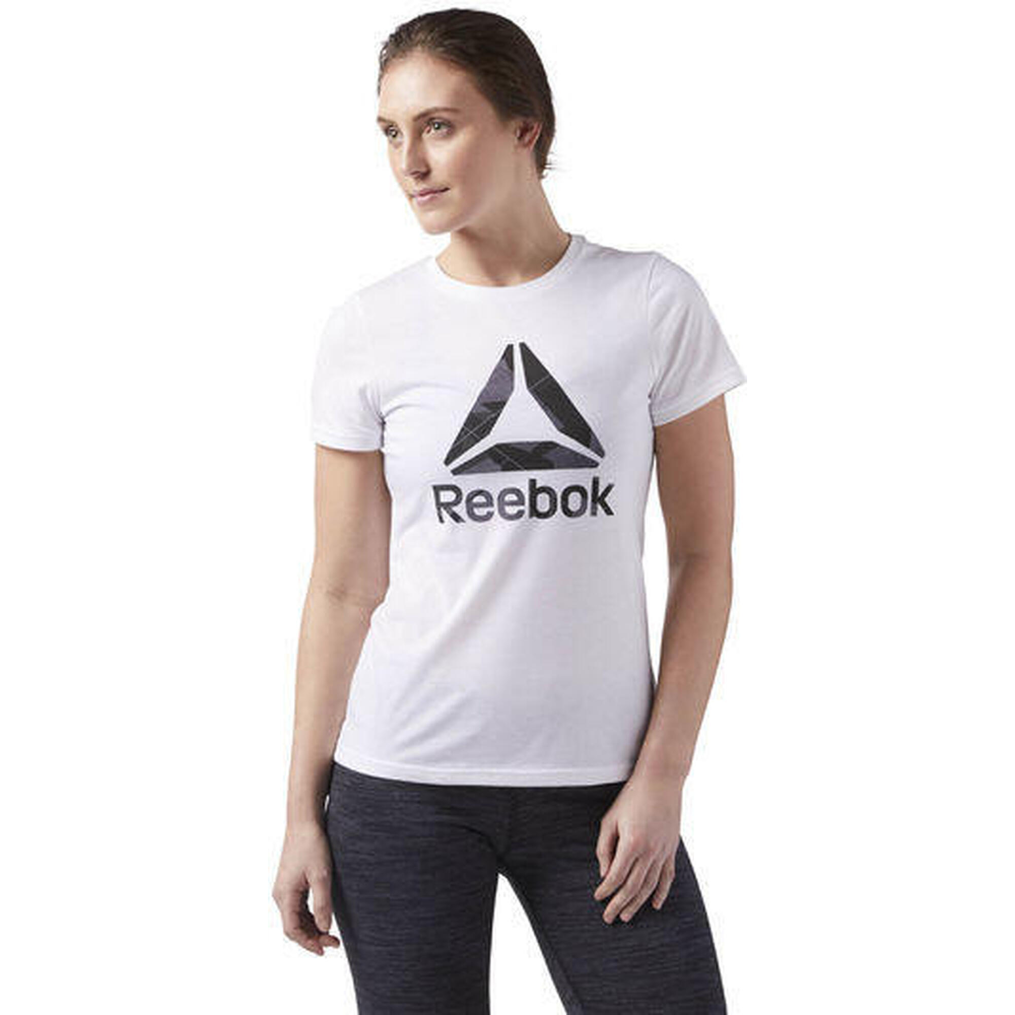 Maglia a Maniche Corte Donna Reebok Wor CS Graphic Tee Bianco