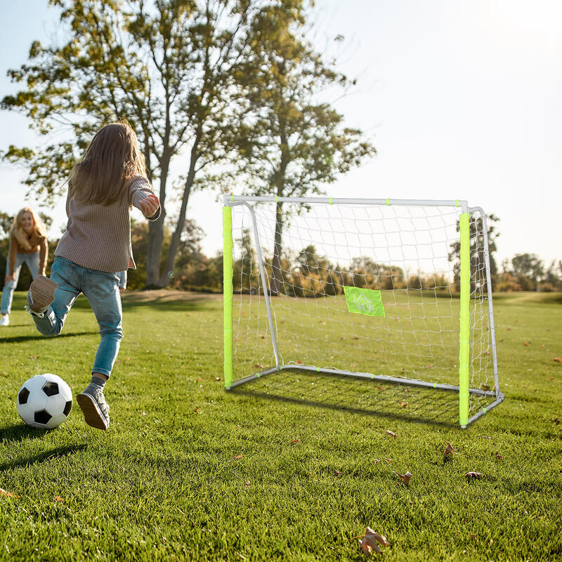 HomCom Poarta de fotbal pentru Adulti Copii, din Metal Oxford Alb Galben