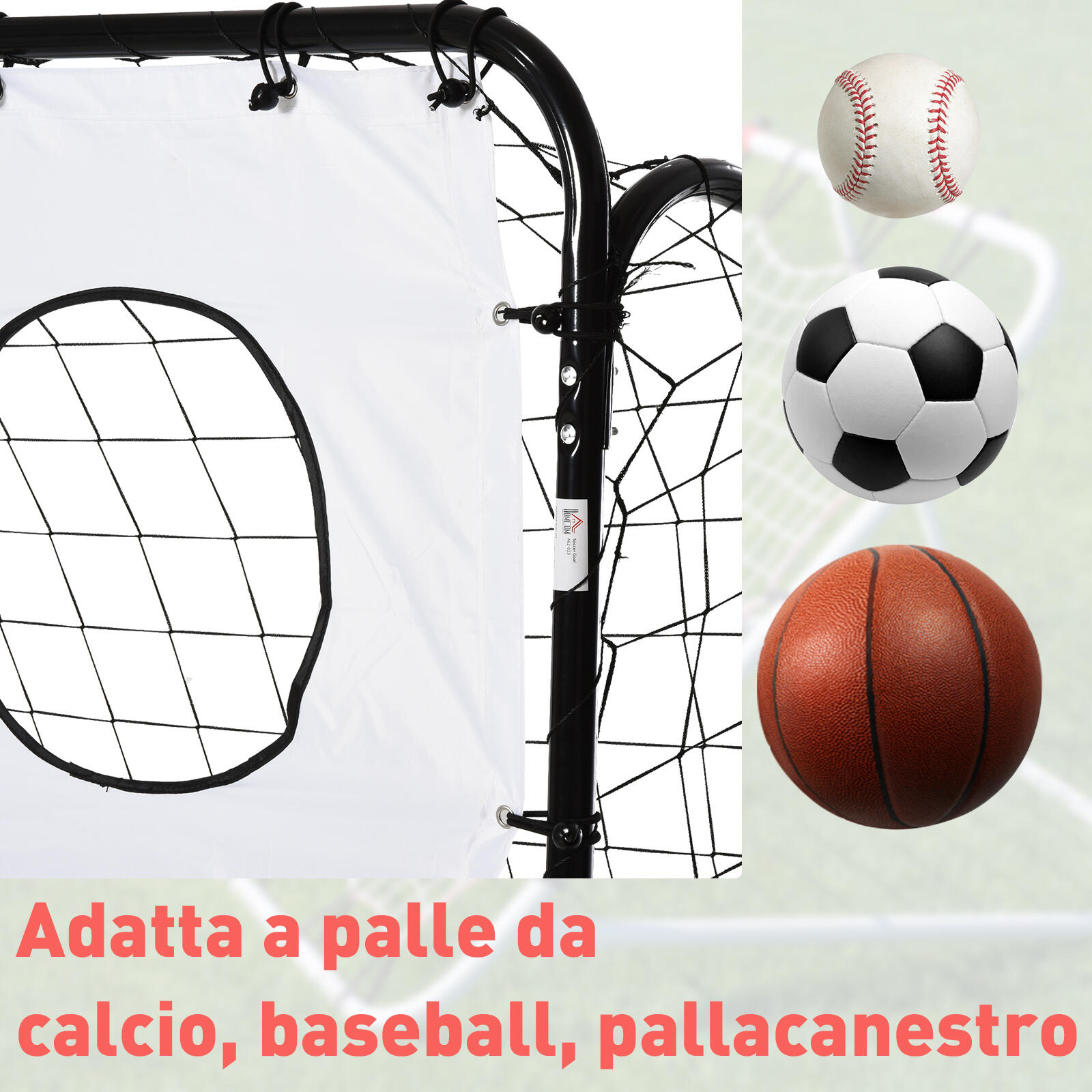 HOMCOM Porta da Calcio per Bambini e Adulti Rete in PE in Metallo Oxford 4/7