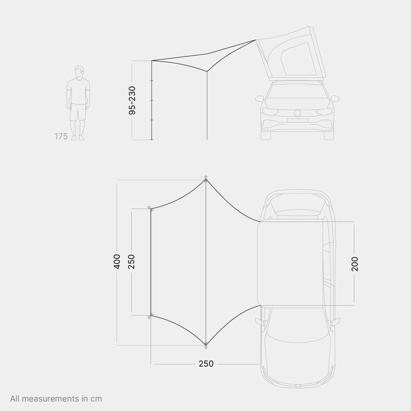 Tarp auvent pour les tentes de toit qeedo (2,5 x 4 m) - Freedom Tarp