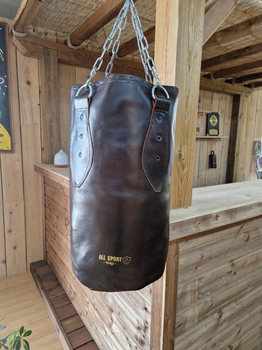 ALL SPORT VINTAGE - Sac De Frappe en Cuir - 1 M. Marque Française. 3/3