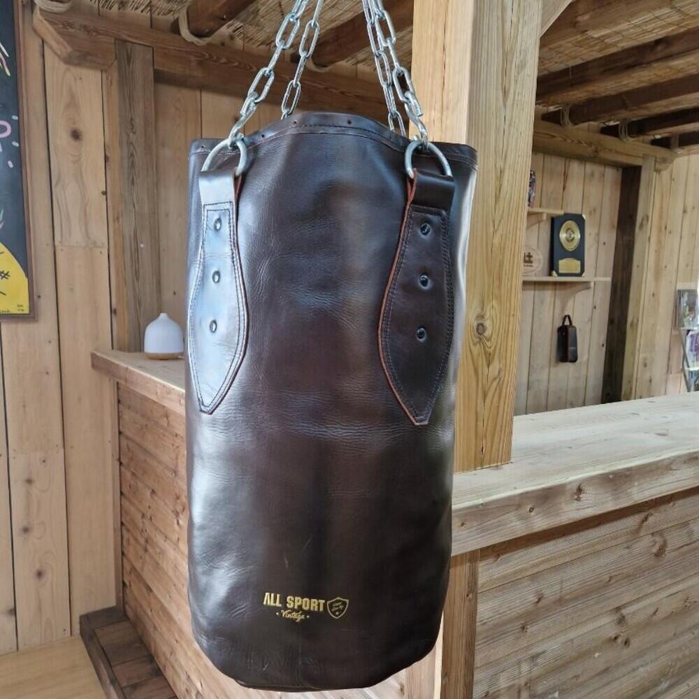 ALL SPORT VINTAGE - Sac De Frappe Marron en cuir- 0,6 M. Marque Française. 3/3