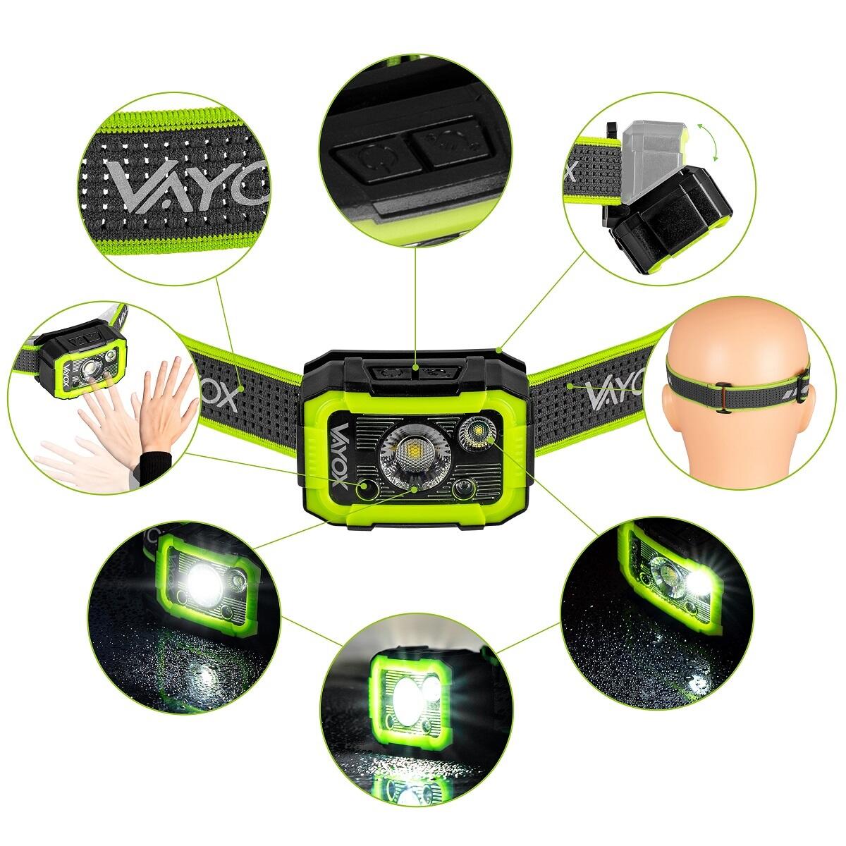 Torcia frontale Vayox VA0187, 750 lm, ricaricabile, USB-C, resistente 3/9