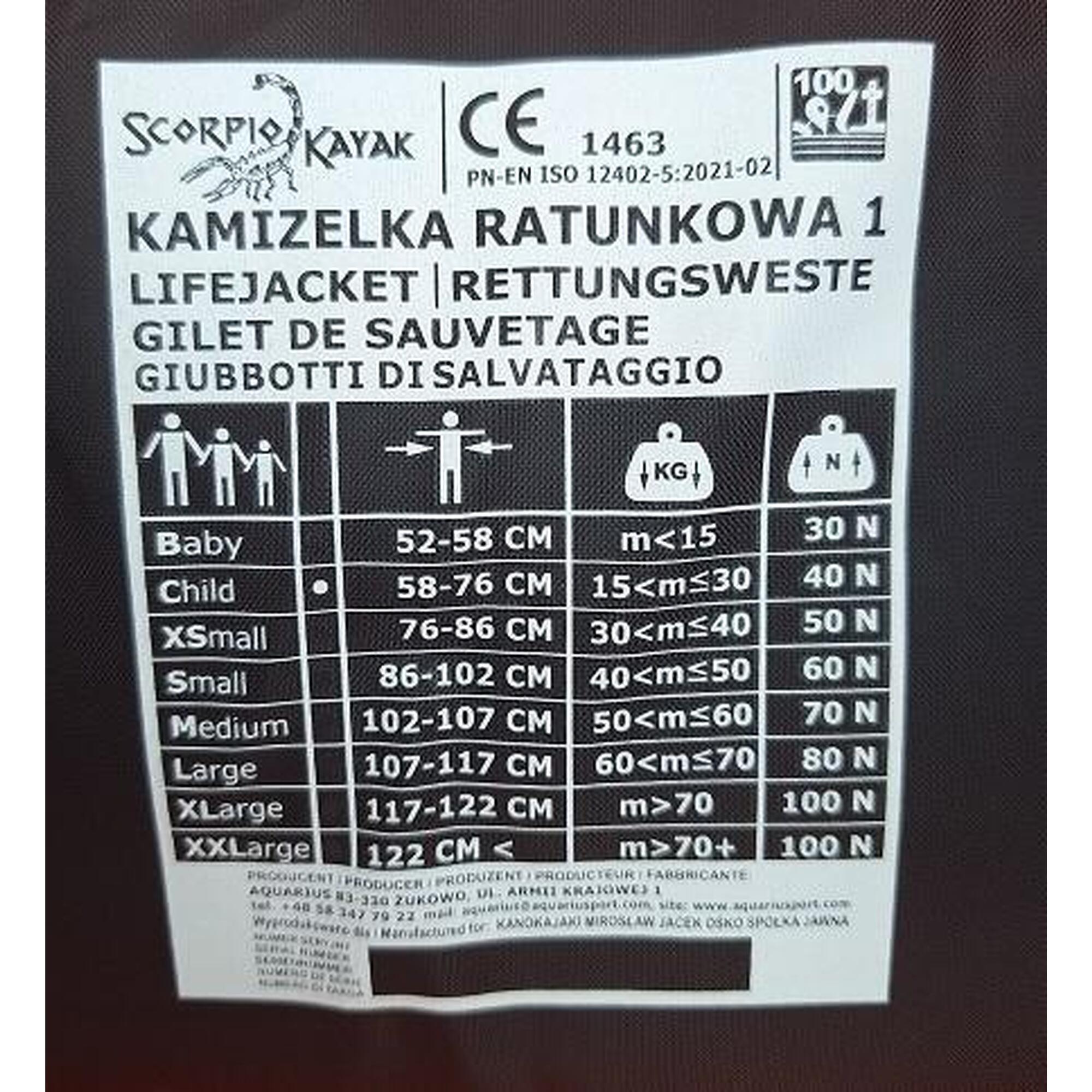 Kamizelka ratunkowa na kajak łódz spływ dla dziecka Scorpio