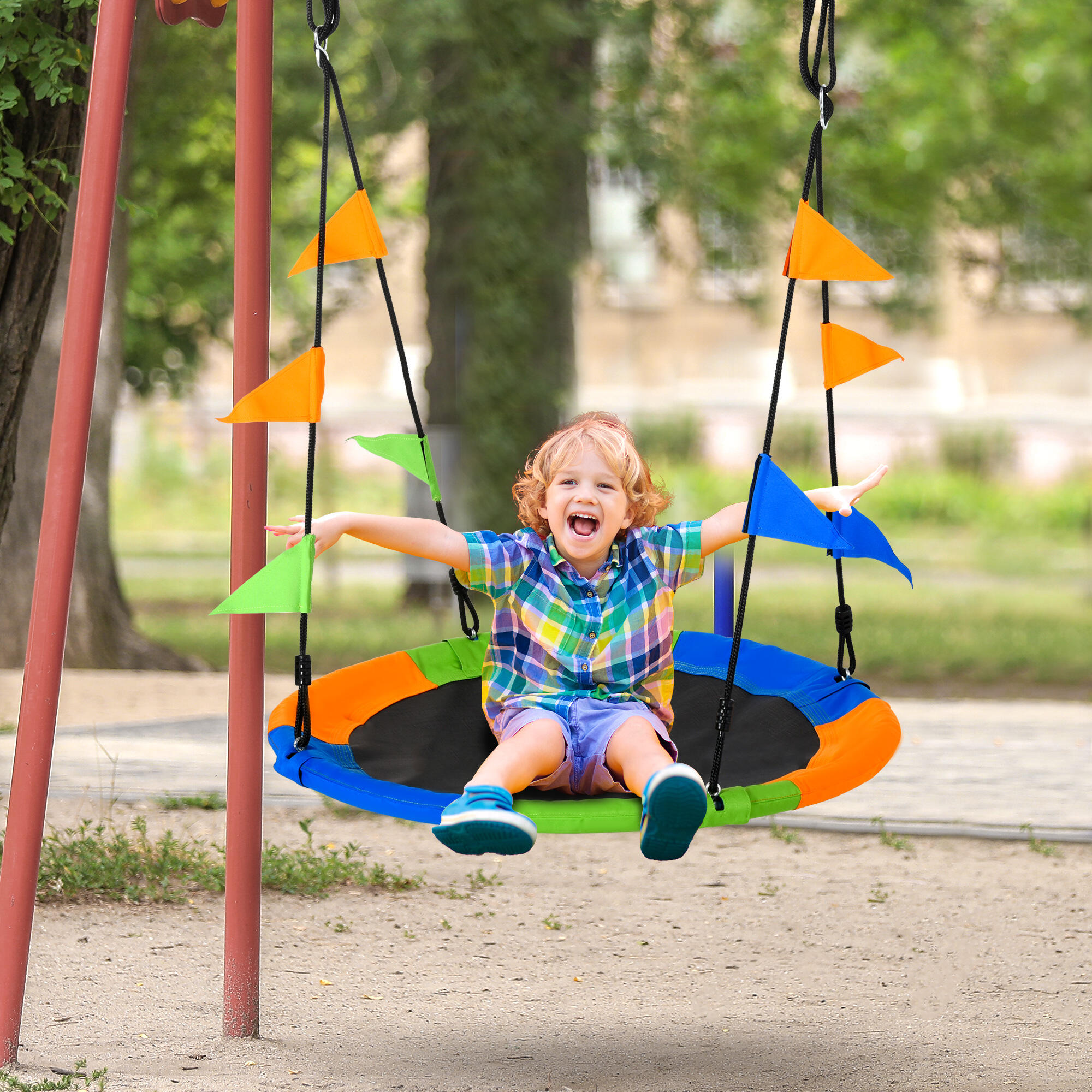 Outsunny Altalena Rotonda per Bambini +3 Anni per Esterni e Interni Multicolor 4/7