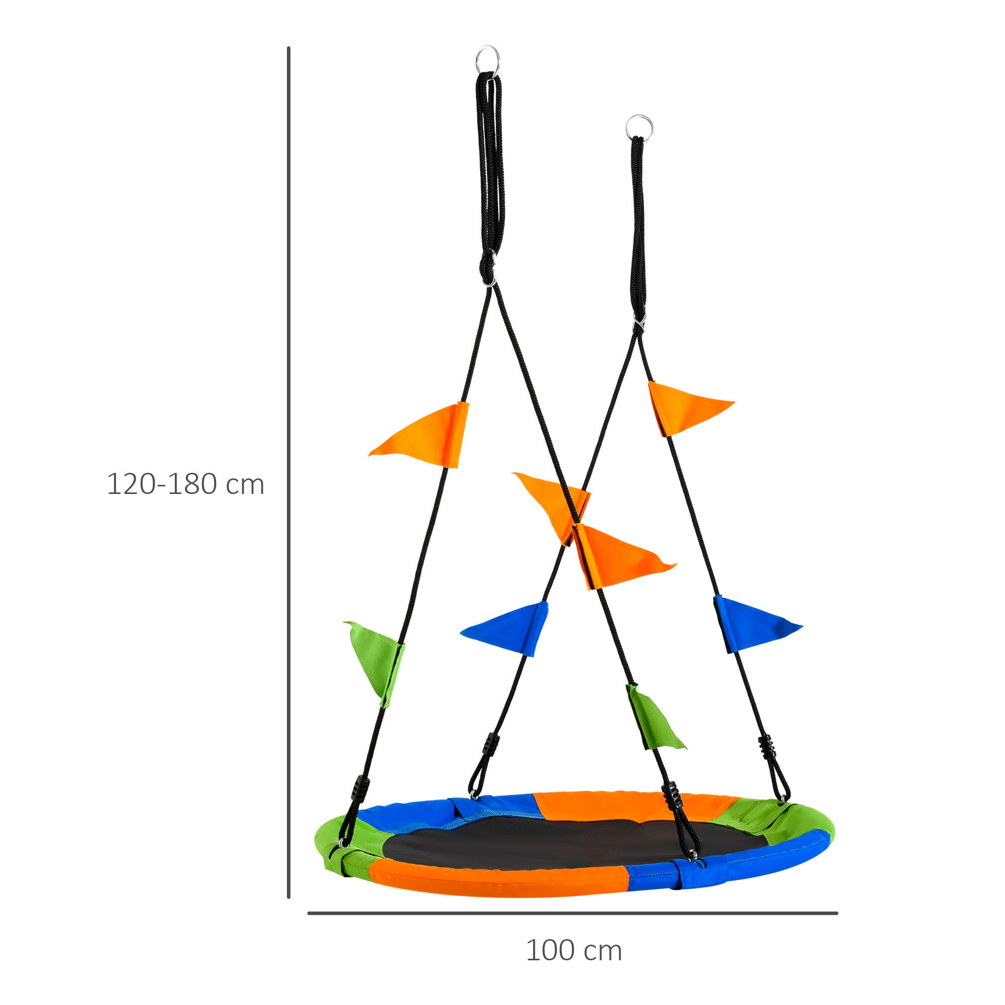 Outsunny Altalena Rotonda per Bambini +3 Anni per Esterni e Interni Multicolor 3/7