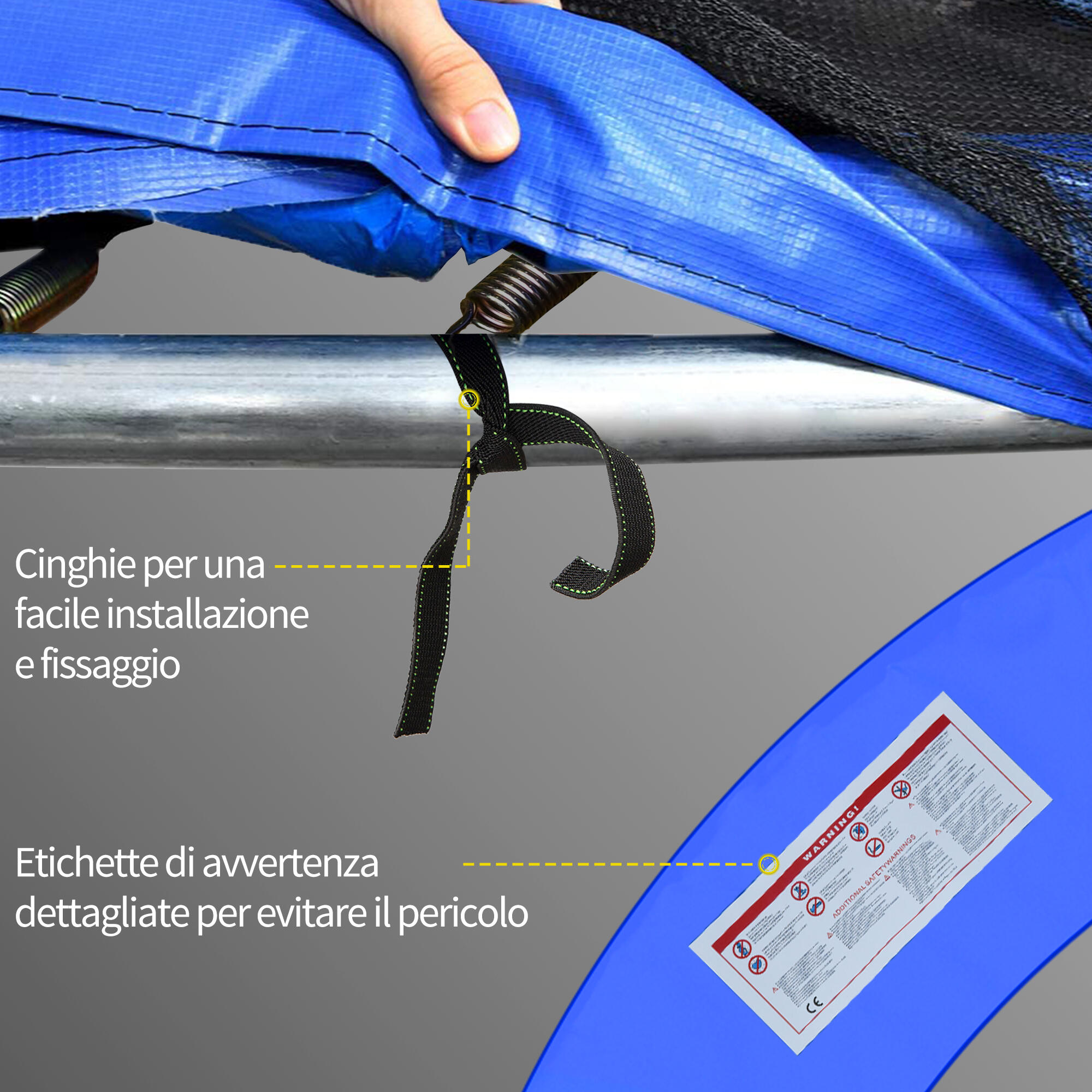 HOMCOM Copertura Protezione Trampolino Elastico in Plastica, Ø366cm 6/7