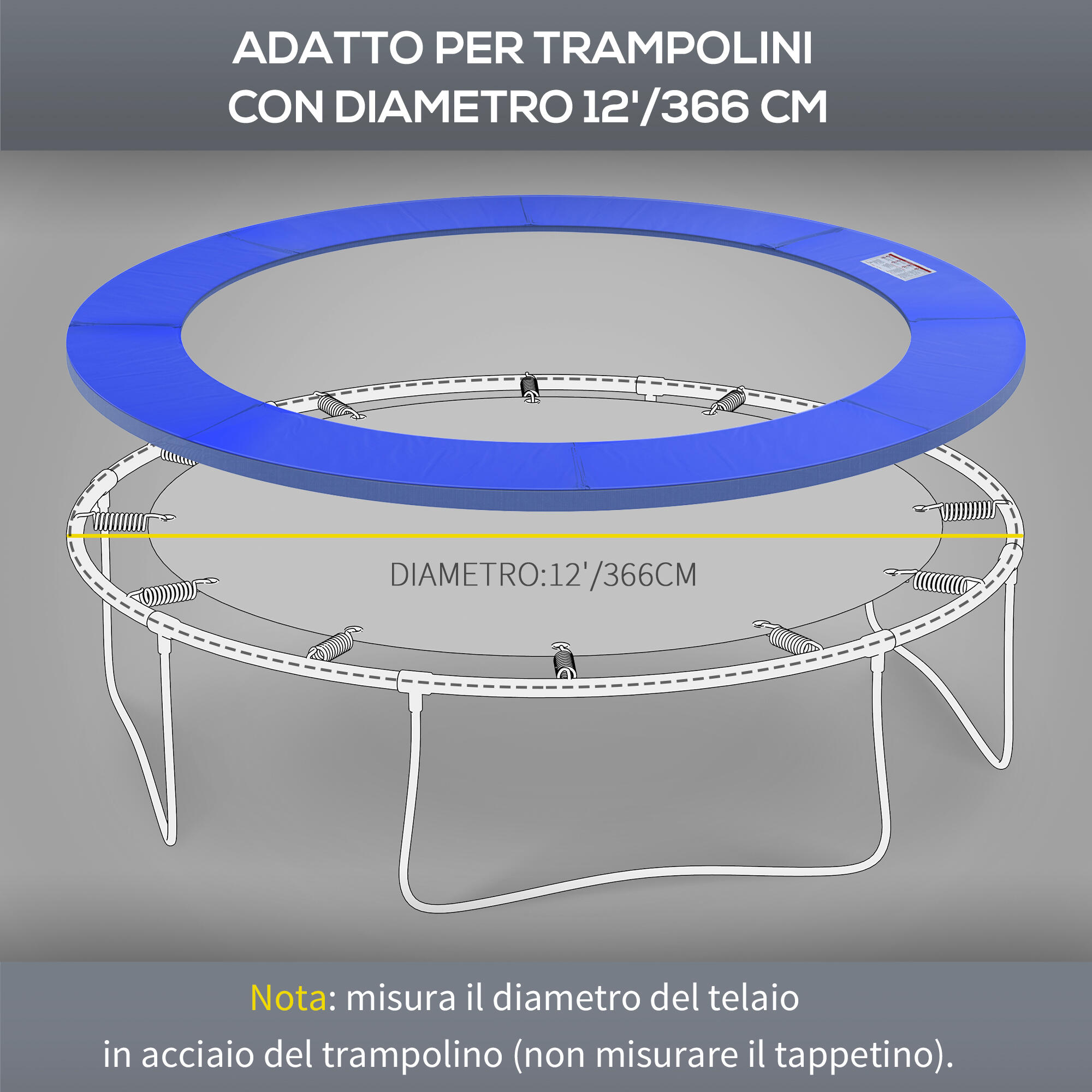 HOMCOM Copertura Protezione Trampolino Elastico in Plastica, Ø366cm 5/7