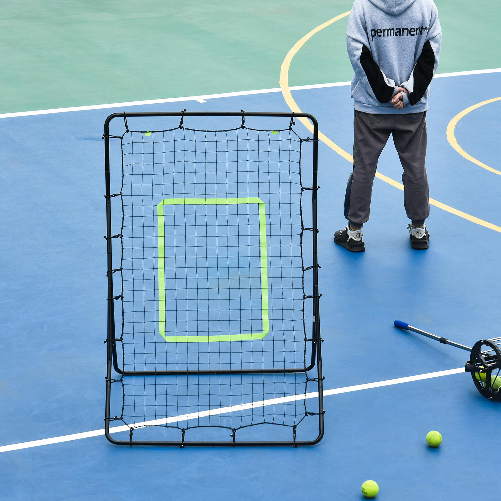 HOMCOM Rete da Rimbalzo Elastica per Palleggi e Allenamento Calcio Acciaio e PE 2/7