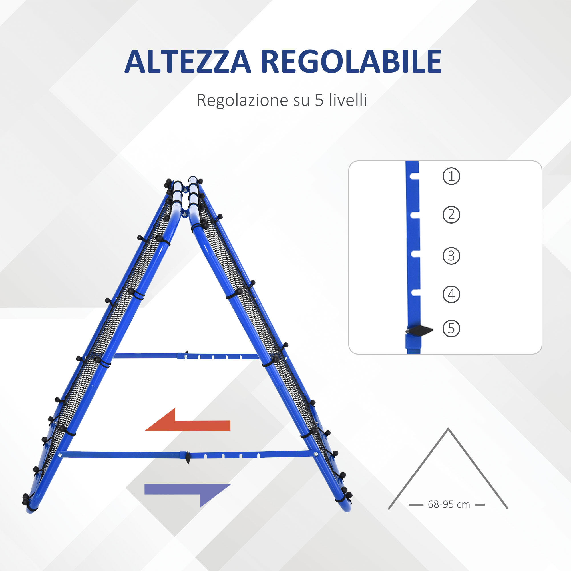 HOMCOM Rete da Calcio Rebounder Pieghevole con Angolazione Regolabile Blu 4/8