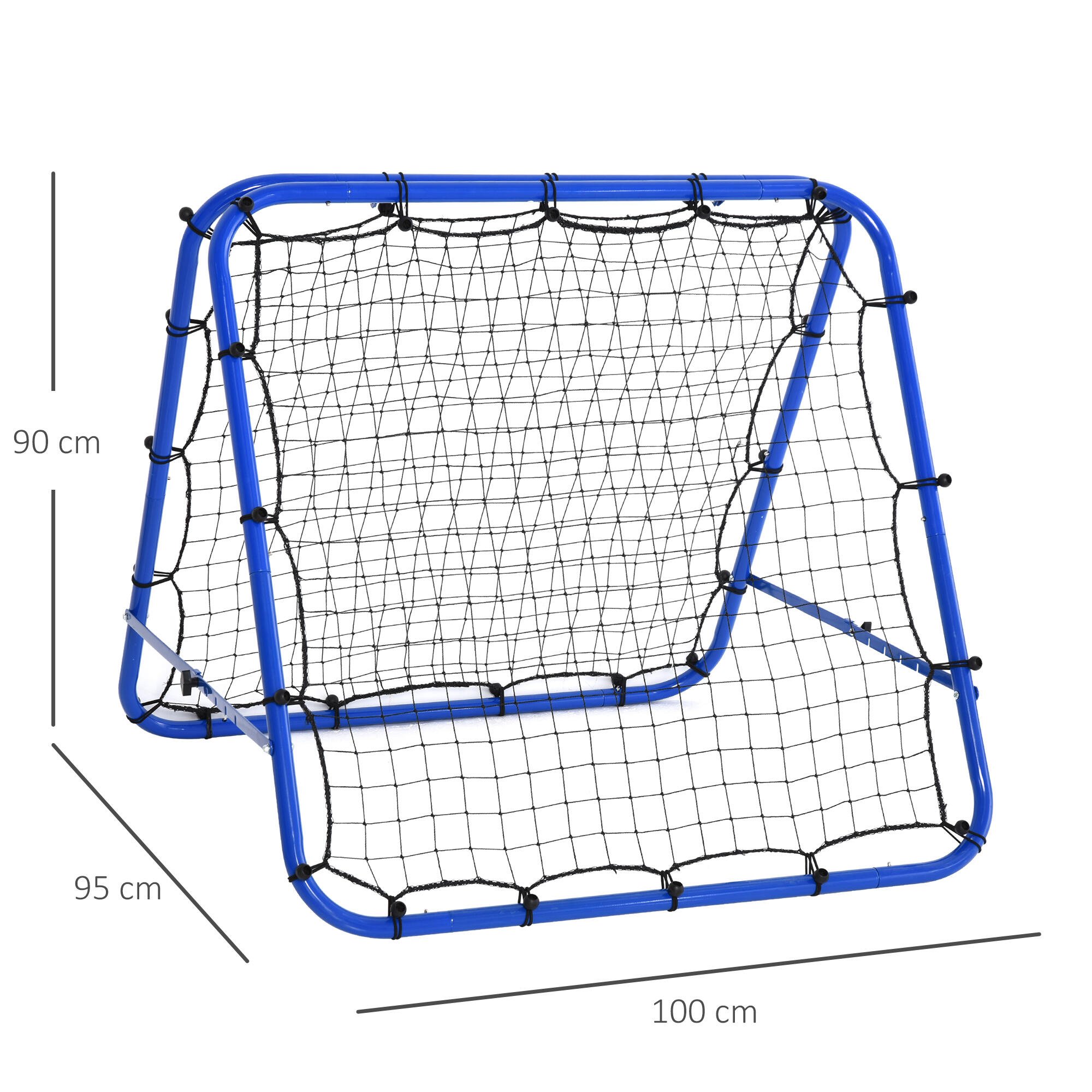 HOMCOM Rete da Calcio Rebounder Pieghevole con Angolazione Regolabile Blu 3/8