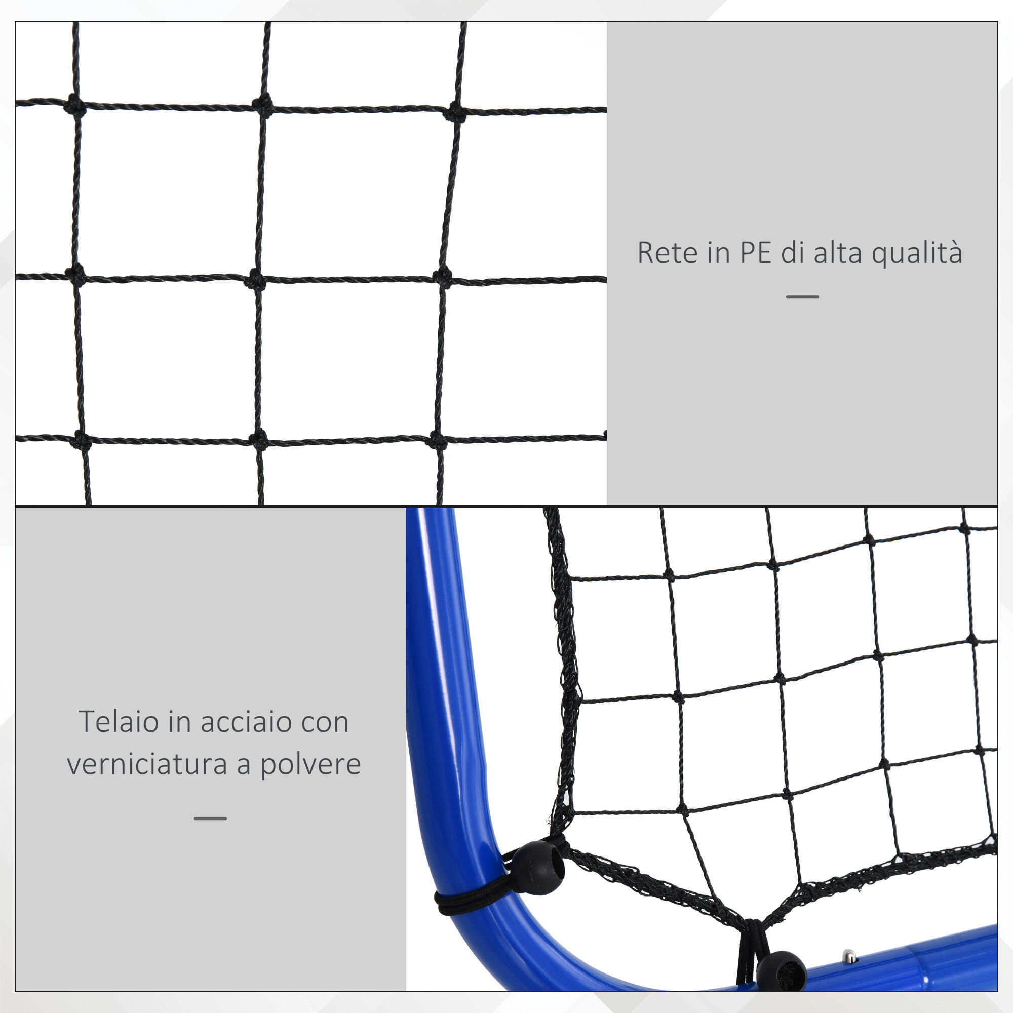 HOMCOM Rete da Calcio Rebounder Pieghevole con Angolazione Regolabile Blu 6/8