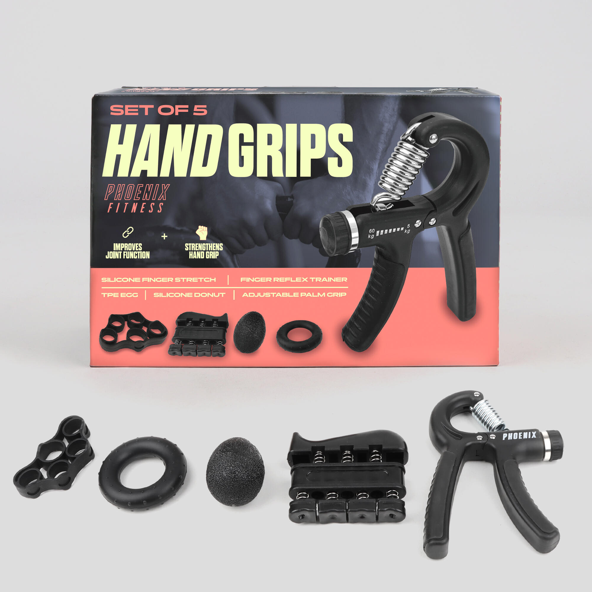 PHOENIX FITNESS Phoenix Fitness 5pcs Hand Grip Set