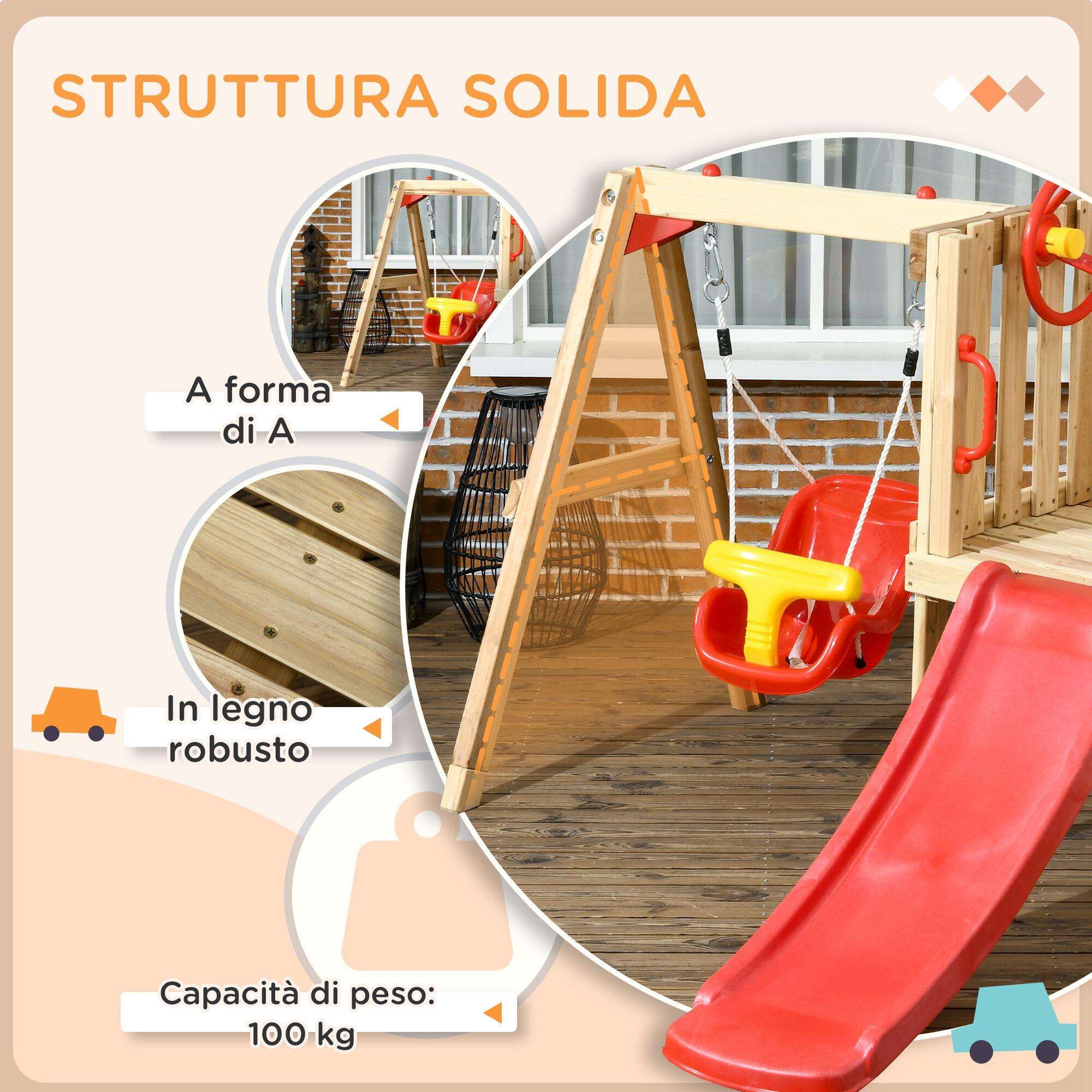 Outsunny Set Scivolo e Altalena da Giardino Bimbi 18-48 Mesi in Legno e Plastica 5/7