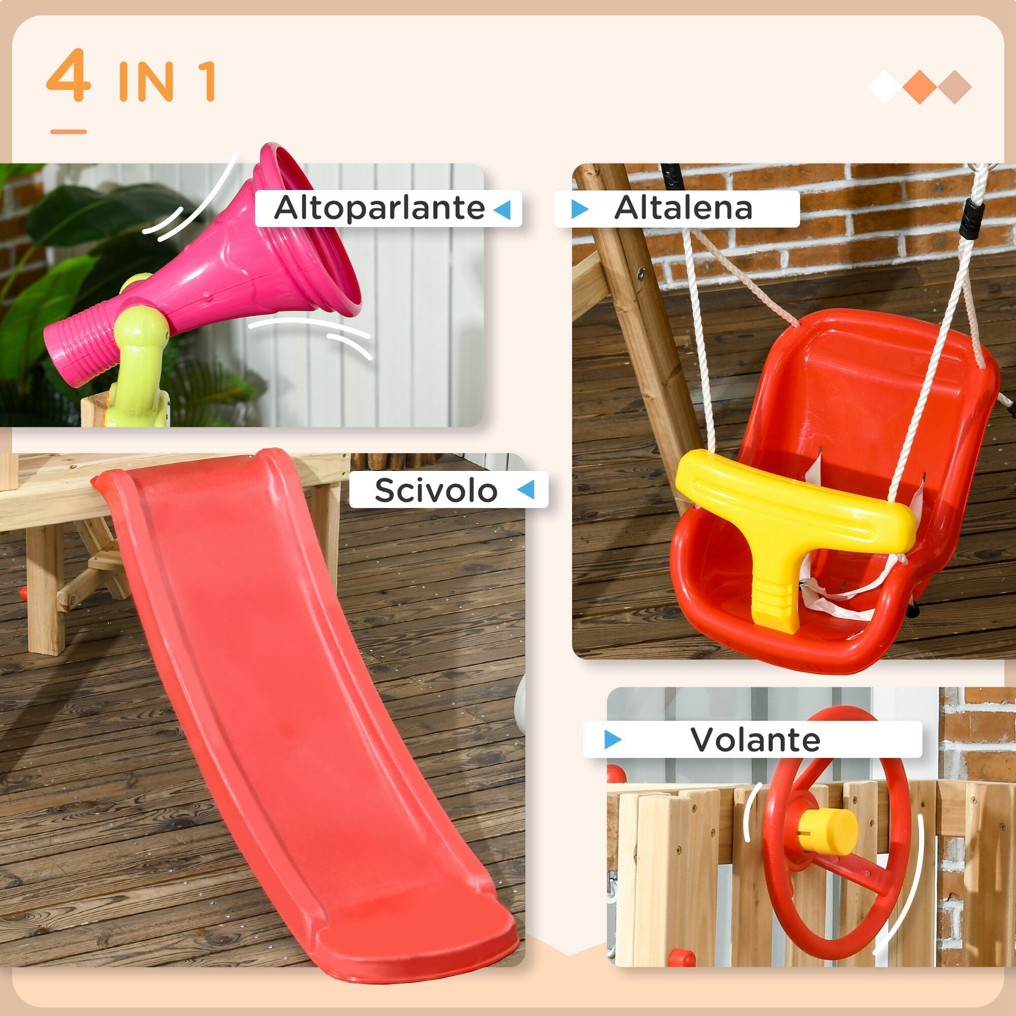 Outsunny Set Scivolo e Altalena da Giardino Bimbi 18-48 Mesi in Legno e Plastica 4/7