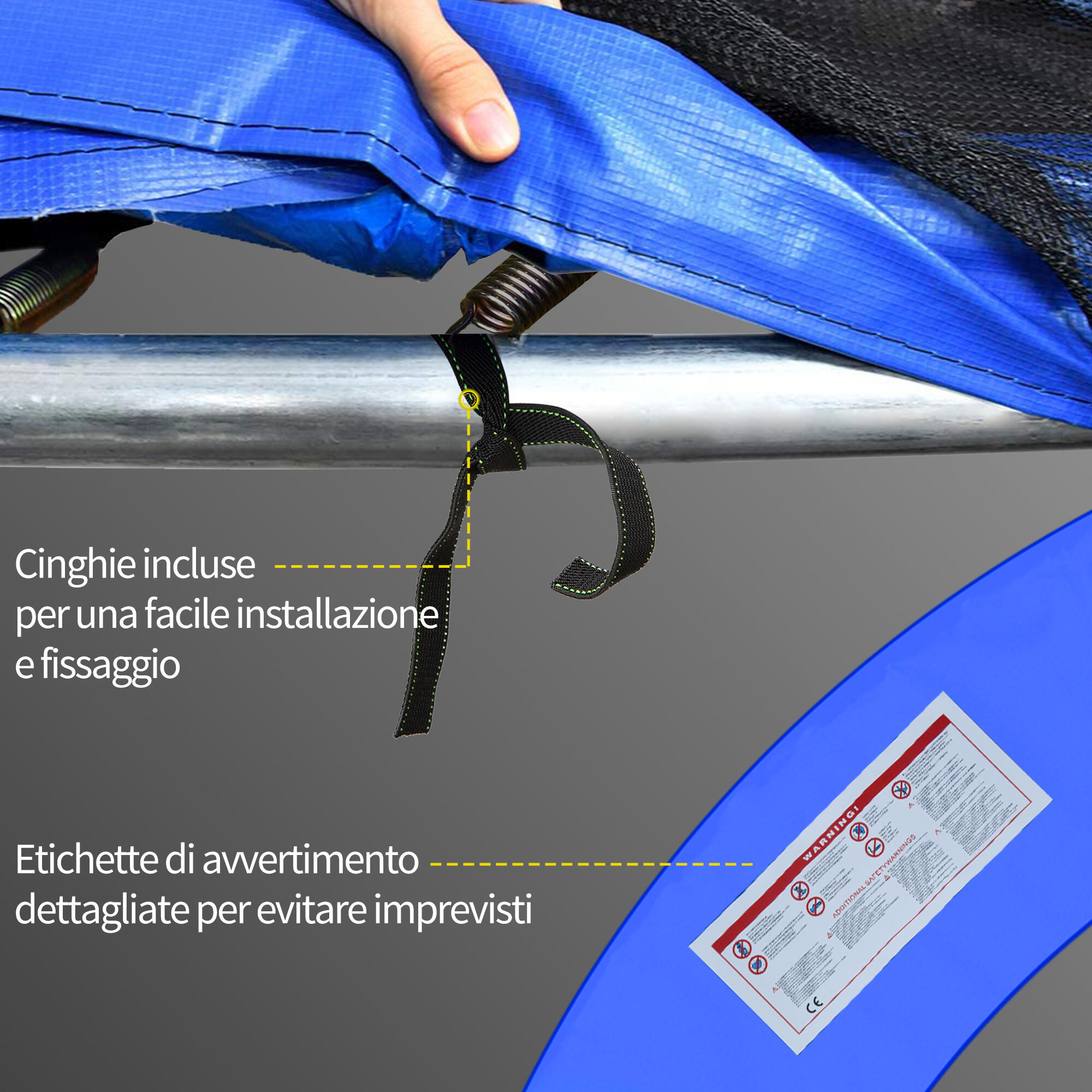 HOMCOM Copertura di Protezione per Trampolino elastico Ø305cm in Plastica e PE 7/7