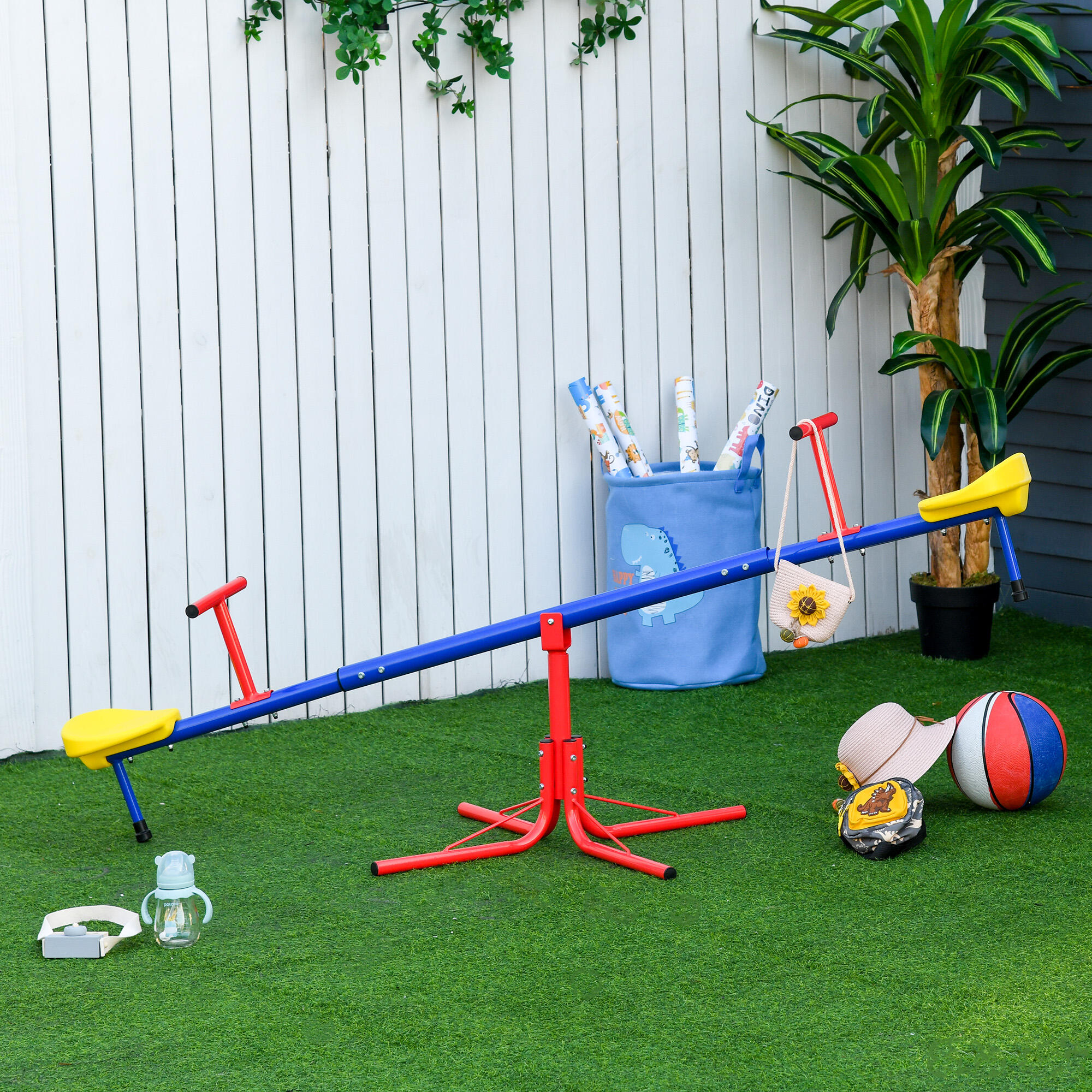 Outsunny Altalena per Bambini Doppia a Bilico Girevole a 360° in Metallo e PP 2/7
