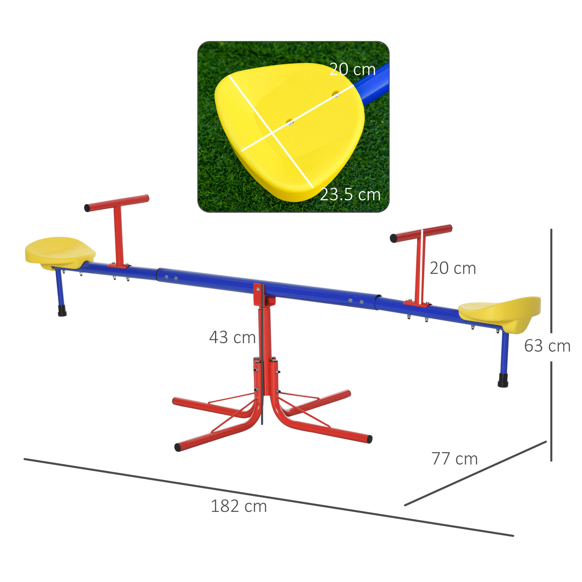 Outsunny Altalena per Bambini Doppia a Bilico Girevole a 360° in Metallo e PP 3/7