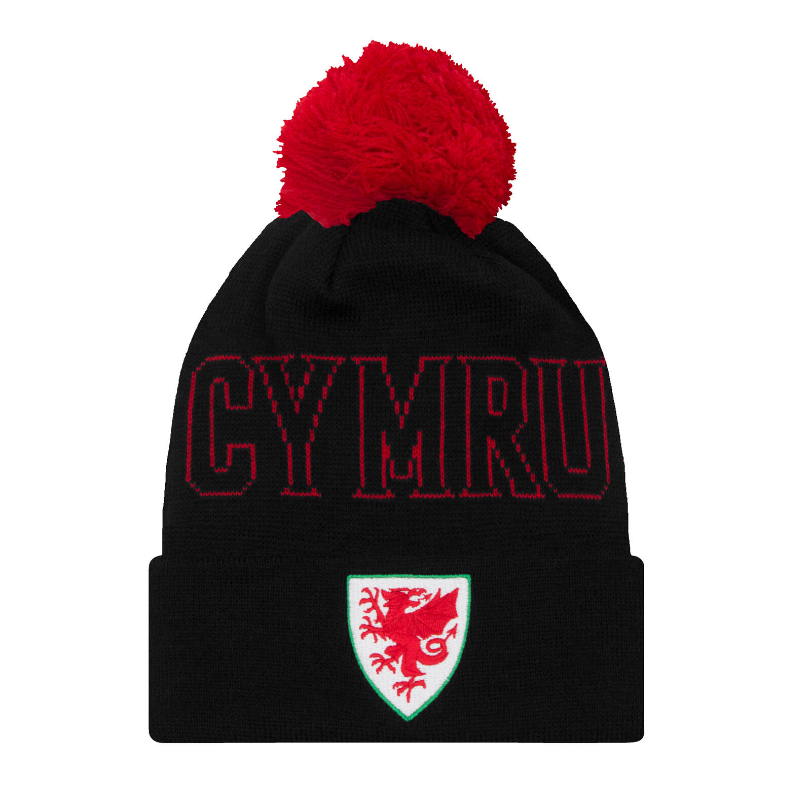 FA WALES FA Wales Knitted Hat Beanie Bobble Official FAW Football Gift