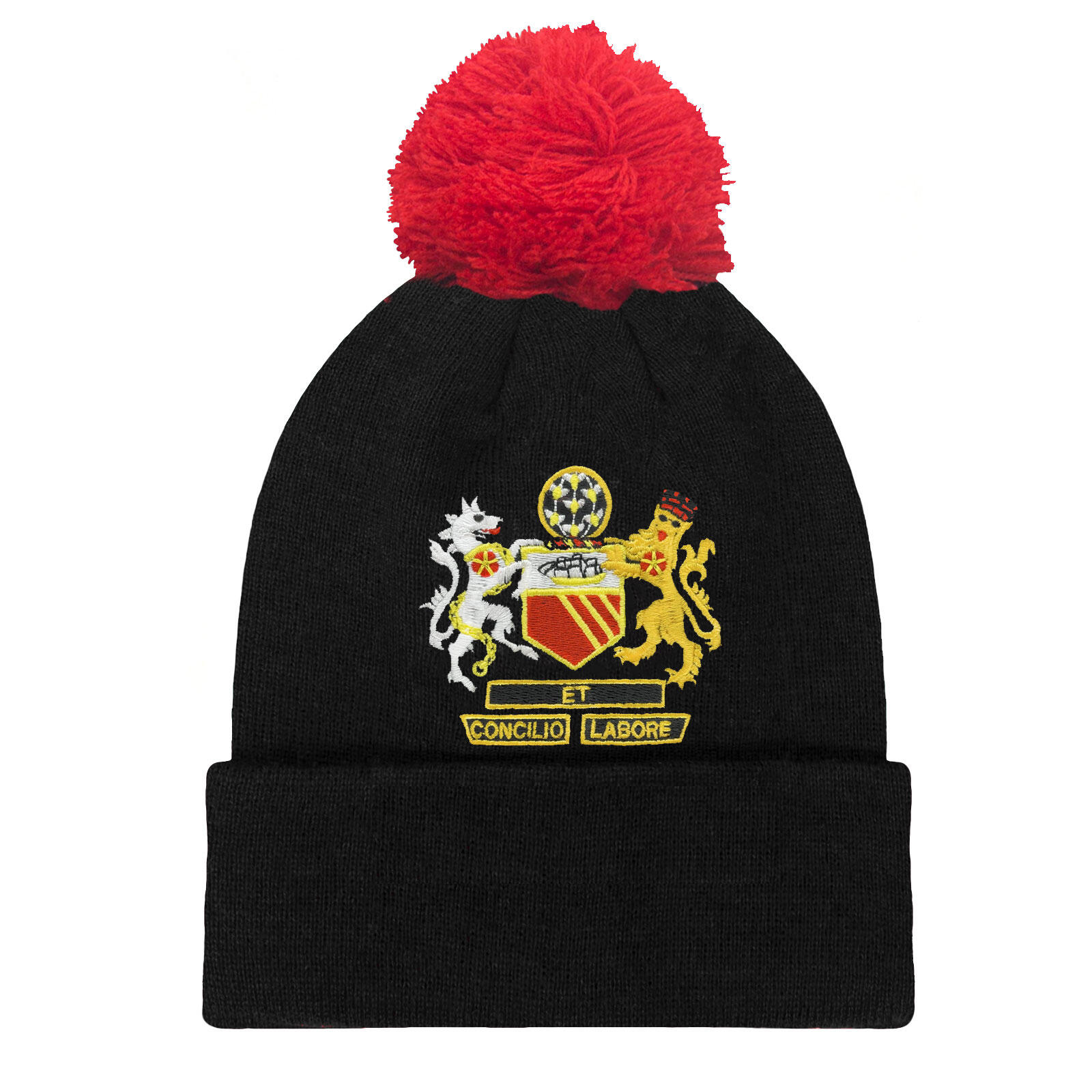 FAN ORIGINALS Fan Originals Beanie Bobble Hat Manchester Crest in United Colours