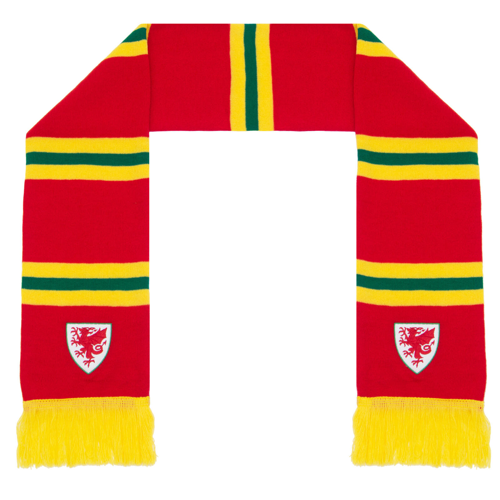 FA Wales Scarf Retro Bar Official FAW Football Gift Red Yellow Green 1/4