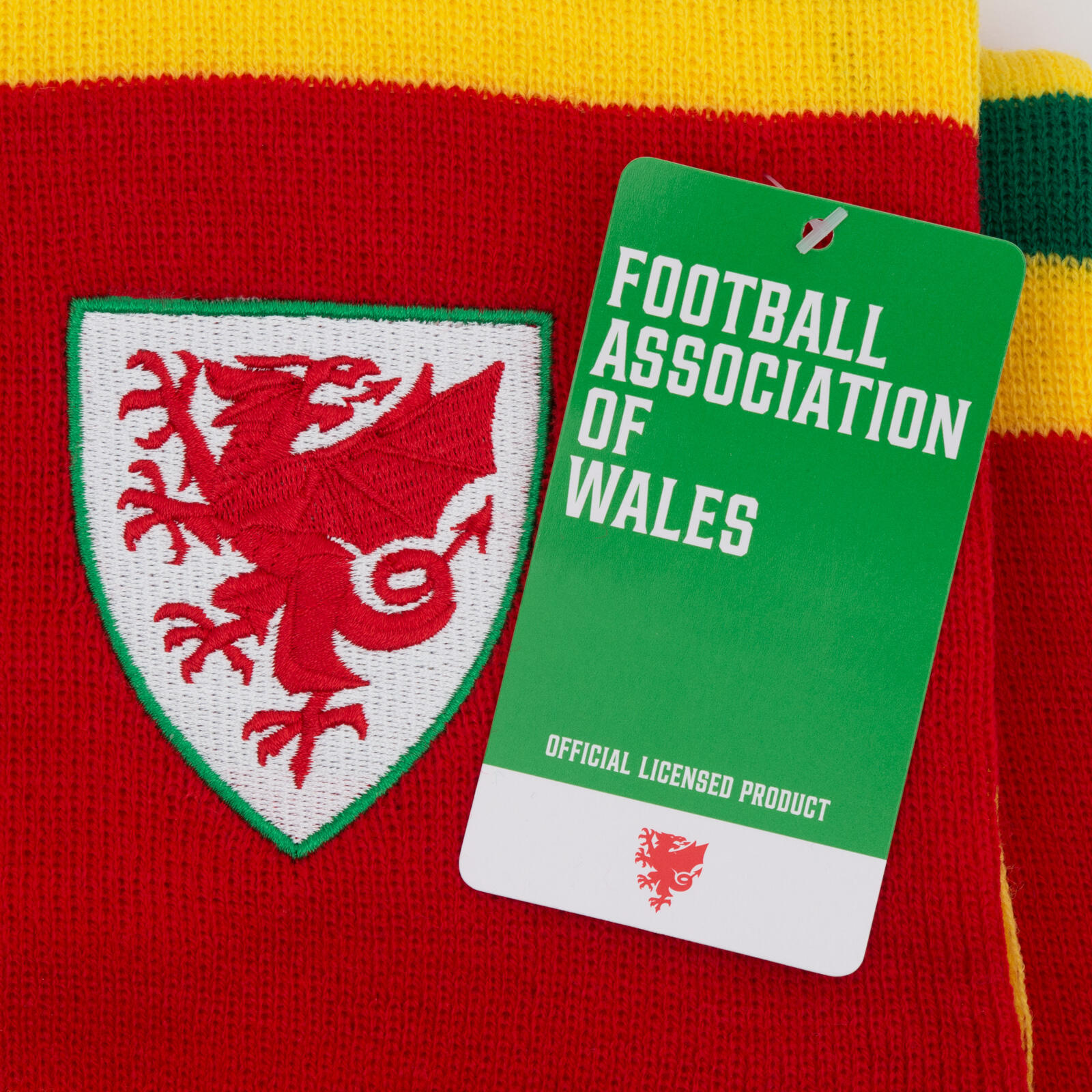 FA Wales Scarf Retro Bar Official FAW Football Gift Red Yellow Green 3/4