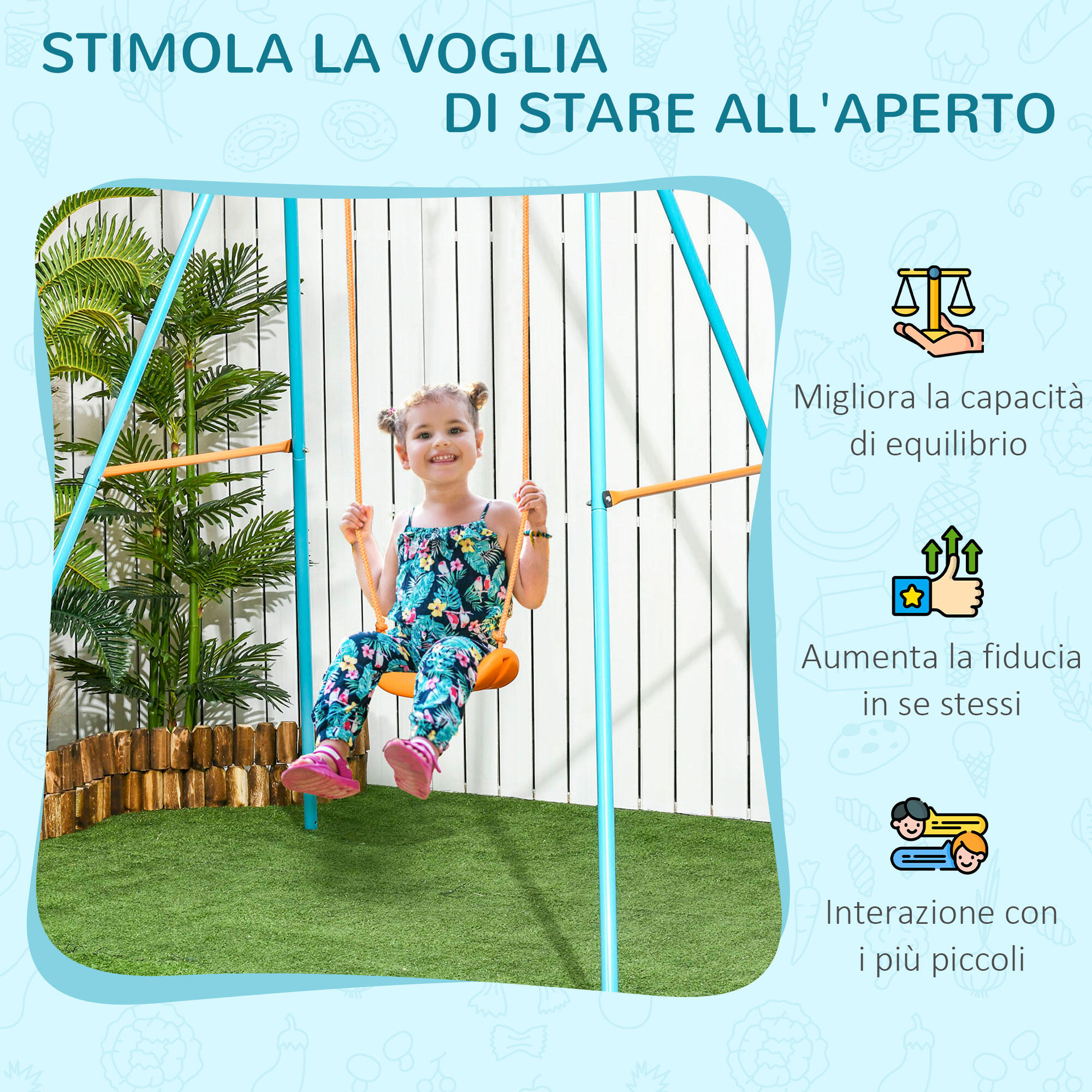 Outsunny Altalena per Bambini 3-8 Anni da Giardino con Seggiolino e Picchetti 6/7