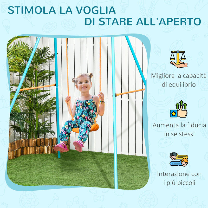 Outsunny Altalena per Bambini 3-8 Anni da Giardino con Seggiolino e Picchetti