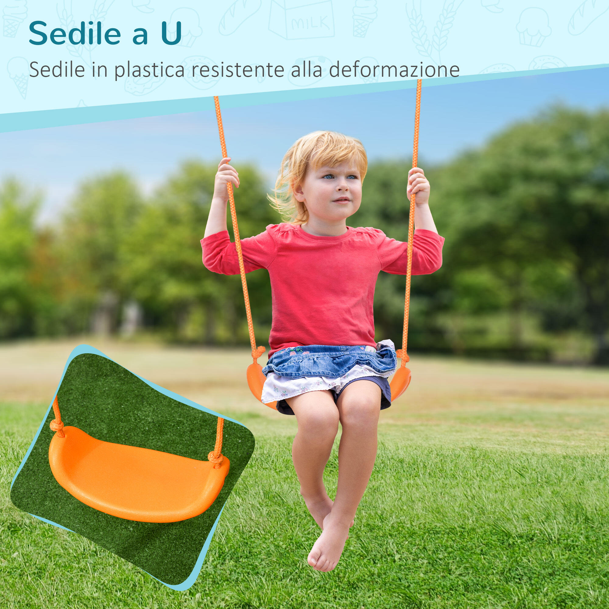 Outsunny Altalena per Bambini 3-8 Anni da Giardino con Seggiolino e Picchetti 5/7