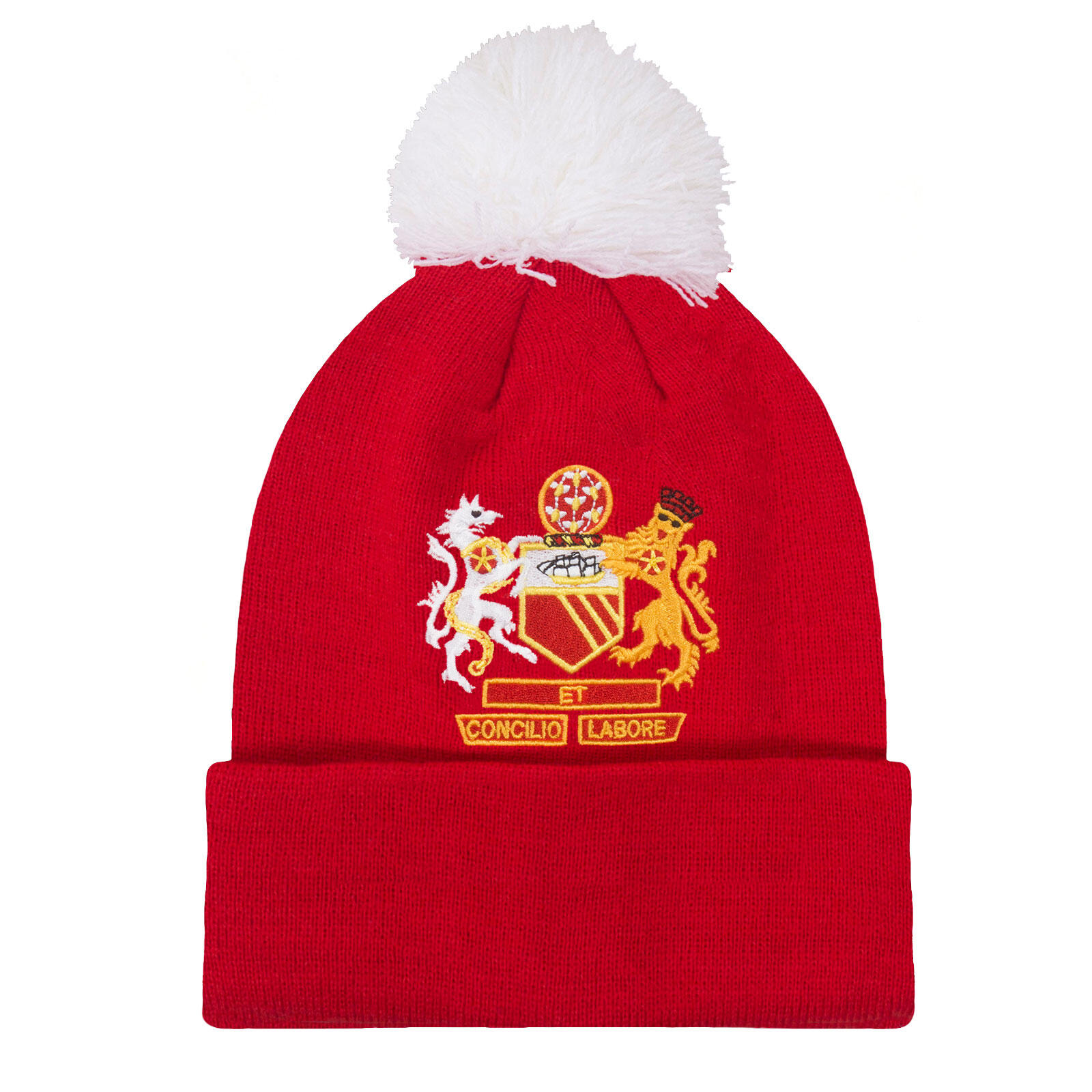 FAN ORIGINALS Fan Originals Beanie Bobble Hat Manchester Crest in United Colours