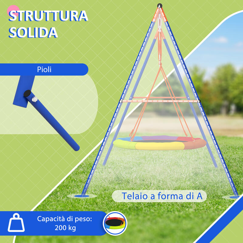 Outsunny Leagăn de Grădină cu cuib pentru Copii 1-2 din Metal Multicolor