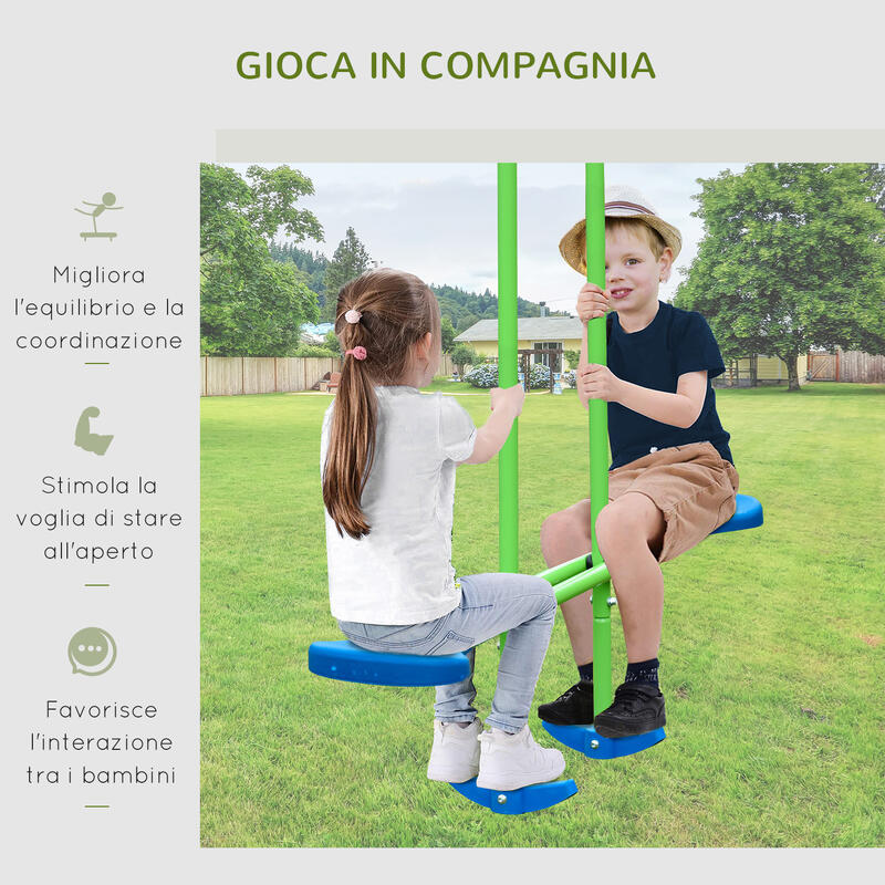 Outsunny Set de Joacă pentru Grădină cu 1 Leagăn Dublu Și 2 Leagăne simple